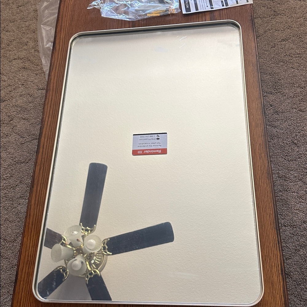 Modern Rectangular Wall Mirror with Silver Trim